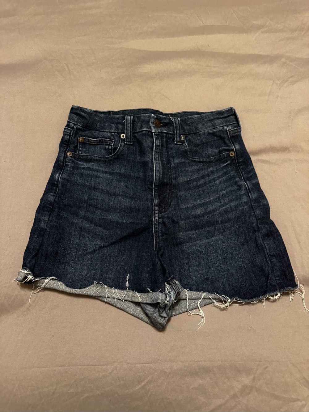 American Eagle Outfitters High-Waist Dark Blue Denim Shorts